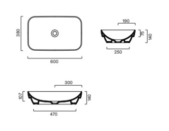 Раковина 60×38 Catalano Green встраиваемая Lino satinato 0424600030