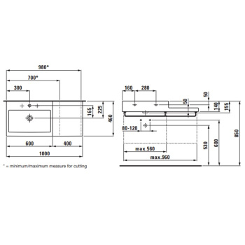Laufen Living City Раковина 1000х460х140мм без отв. под смеситель, цвет: белый
