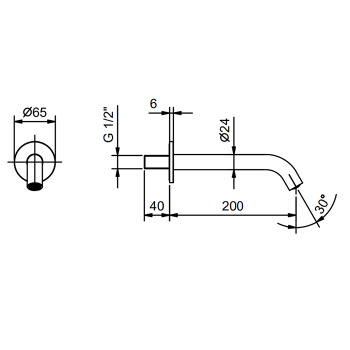 Излив смесителя для раковины Fantini Nostromo 200, настенный, черный матовый 50 13 8430