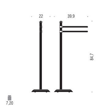 Стойка с Colombo Hermitage 2-мя полотенцедержателями напольная, 84.7см, хром B3338.CR