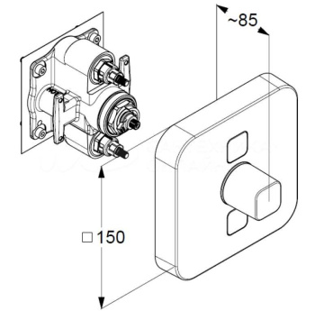 KLUDI 38 711 0538 PUSH Смеситель для ванны (внешняя монтажная часть) кнопки утоплены