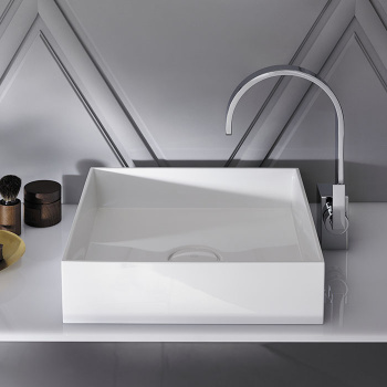 Burgbad Crono Раковина 40x40 см, без отв., накладная, квадратная, цвет: белый MBA0050 C0001*0