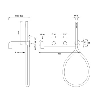 Смеситель для ванны CЕА Design Cartesio CAR 51 W L сталь
