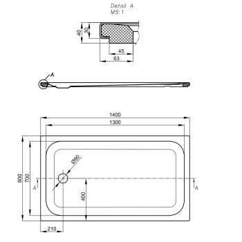 Душевой поддон Bette Ultra 140х80 см 5804-000 AR