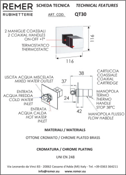 Смеситель для душа Remer Q-Elegance  хром QT30