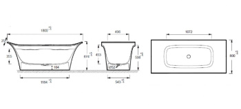 Ванна из искусственного камня Jacob Delafon Grands Boulevards 180x80 E6D156-0