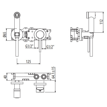 Гигиенический душ Gattoni Circle Two с внутренней частью Gbox SC070, bianco opaco 9111/91BO