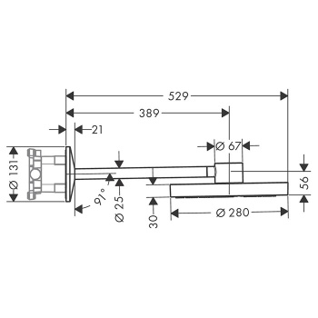 Axor One Верхний душ &Oslash;28см., с настенным держателем 38.9см., 2 режима, цвет: шлифованная медь