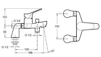 Смеситель для ванны Jacob Delafon Brive E75768-CP