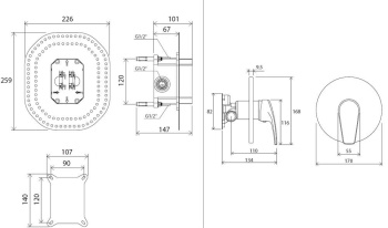 Смеситель скрытого монтажа Ravak Neo NO 066.00 без переключателя X070044