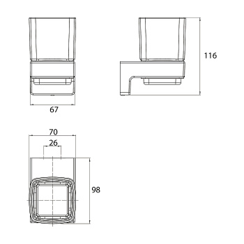 Стакан подвесной Emco Cue матовое стекло/ хром, 3220 001 00