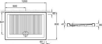 Душевой поддон 120x80 Jacob Delafon Kyreo EN127-00 слив 90 мм, белый