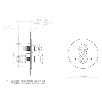 Смеситель для душа Nicolazzi Star термостатический, хром (без внутр части) 4909EXTCRA1