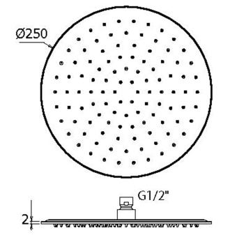 Верхний душ Plumberia Selection d.250 из нерж.стали,встроенный клапан безопасности, поворот.крепление, антикальций, 2, бел.матов., SAT3174BO