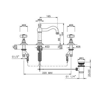 Смеситель для раковины Nicolazzi Dames Anglaises на 3 отв 1409BZ18