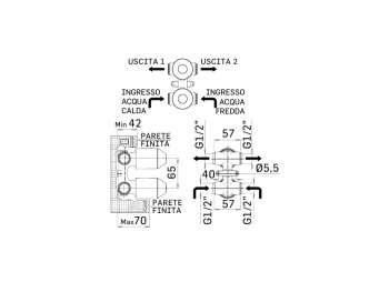 Внутренняя часть встраиваемого смесителя для душа Mamoli SADLER 27030000002K