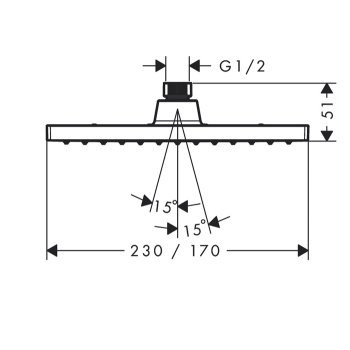 Верхний душ hansgrohe Vernis Shape 230 1jet Green 26094000, хром