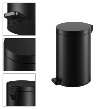 Ведро для мусора Keuco Plan 4988370000 с крышкой и педалью, 5 л, черный матовый