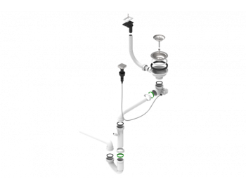 Одинарный сифон 114-HPV-POPUP LINE MAXIM горизонтальный с переливом,