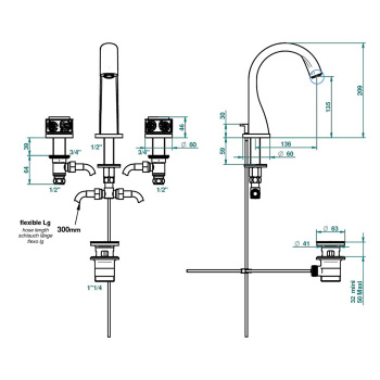 Смеситель для раковины THG Island U5B-F30-151 soft gold