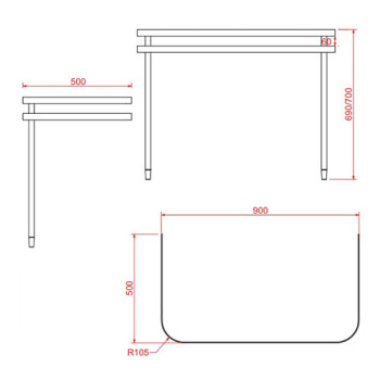 Металлическая структура под раковину Artceram AZULEY напольная, с верхним глянцевым топом белый, хром AZA003 71 01 bi/cr