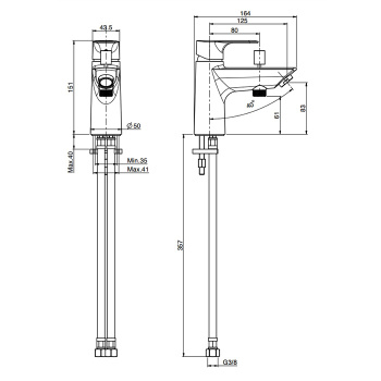 Смеситель для ванны Fima Carlo Frattini Serie 22 на 1 отверстие, с переключателем потоков, хром F3834/9CR
