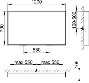 Зеркало с подсветкой Keuco Plan 120 33098143500 с подогревом, лакированный алюминий, трюфель