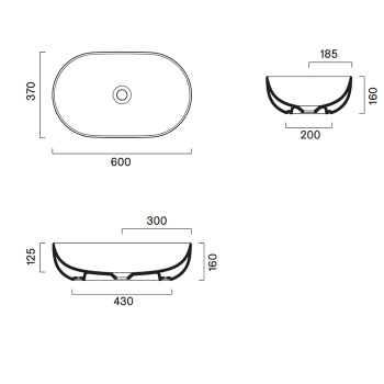 Раковина Catalano Sfera 60x37 накладная, без отв, Комплектa Satinato 522610031