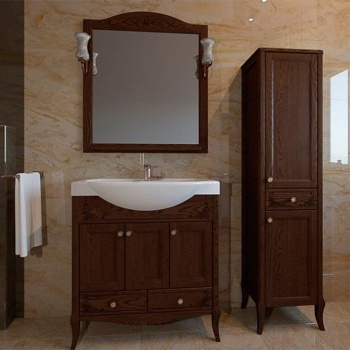 Зеркало ASB-Woodline Салерно 65см с полкой+светильники  9690