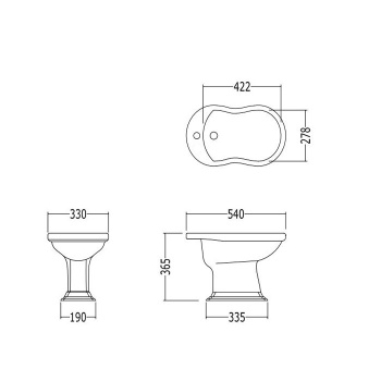 Биде напольное Devon&Devon Oxford с 3 отв. под смеситель 33x54xh36,5 белый IBBID3FOXF