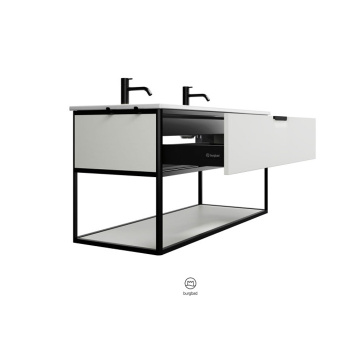 Burgbad Vry Комплект мебели 1230х496х600 мм, подвесной, 1 ящик, 1 полка, раков белая глянц с 2 отв д