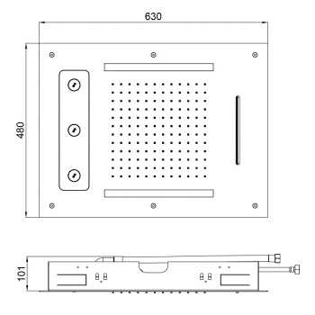 Встраиваемый верхний душ Almar 48х63, 3 типа струи, хромотерапия, black absolute brushed pvd E044190.AB