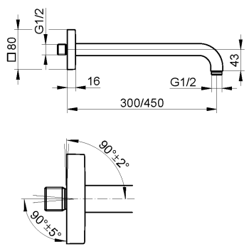 Душевой кронштейн Keuco Edition 300 53088010402 хром