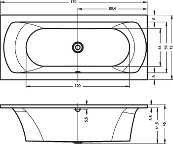 Акриловая ванна Riho 170x75 BB4400500000000 (B051001005)