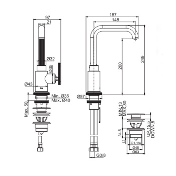 Смеситель для раковины высокий Fima Carlo Frattini Park Lane F1321LCS черный