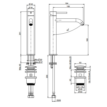 Смеситель для раковины высокий Fima Carlo Frattini Spillo Steel F3071LINOX click-clack, нержавеющая сталь