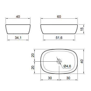 Раковина Antonio Lupi Senso 60х40х15, без отв., белый А0002423850