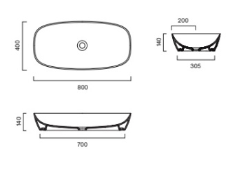 Раковина 80×40 h14 Catalano Alvea накладная Tortora satinato 0622800032