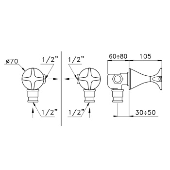 Угловой кран Stella 130 0/152, хром CT 01101 CR00