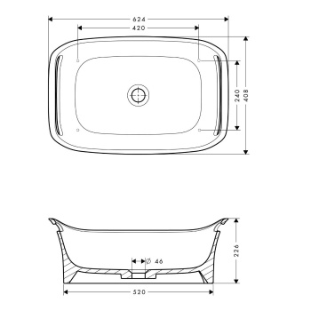 Axor Urquiola Раковина 62.5х40.8х22.6см., без отв., накладная, цвет: белый 11300000