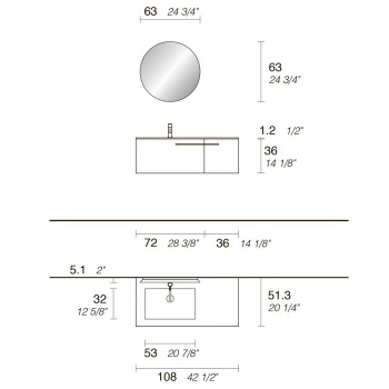 Зеркало Noorth Milldue Edition One AIR 63, рамка черная, 5627