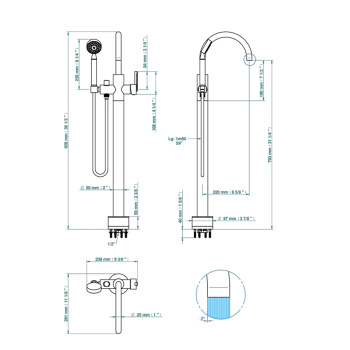 Смеситель для ванны THG Les Ondes à Manettes G8B-С01-6508S matt nickel