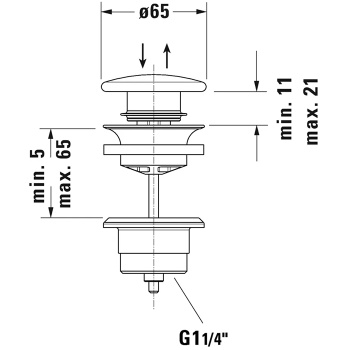 DURAVIT Донный клапан нажимной, для раковин с переливом, цвет белый