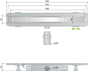 Дренажный канал OMP Tea Renova Unseen 5953.305.8 90 см хром