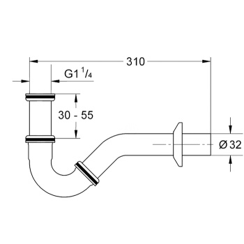 Сифон для биде Kerasan Retro 310мм,бронза 913393