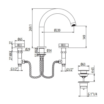 Смеситель для раковины Gattoni Gas GS110/32SG золото