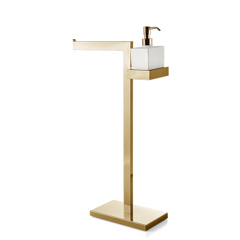 3SC SK Напольная стойка, 63см, с полотенцедержателем и мыльницей, цвет: золото 24к. Lucido SK51GD
