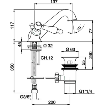 Смеситель для раковины Cisal Arcana Toscana TS00051021 хром