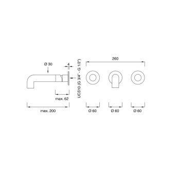 Смеситель для ванны CЕА Design Cartesio CAR 28 S сталь