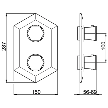 Cмеситель для душа Cisal Cherie термостат, 2 положения, золото CE01910024